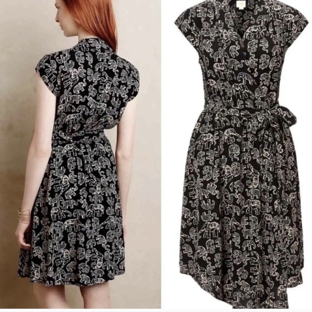Anthropologie Maeve Elephant Print Dress